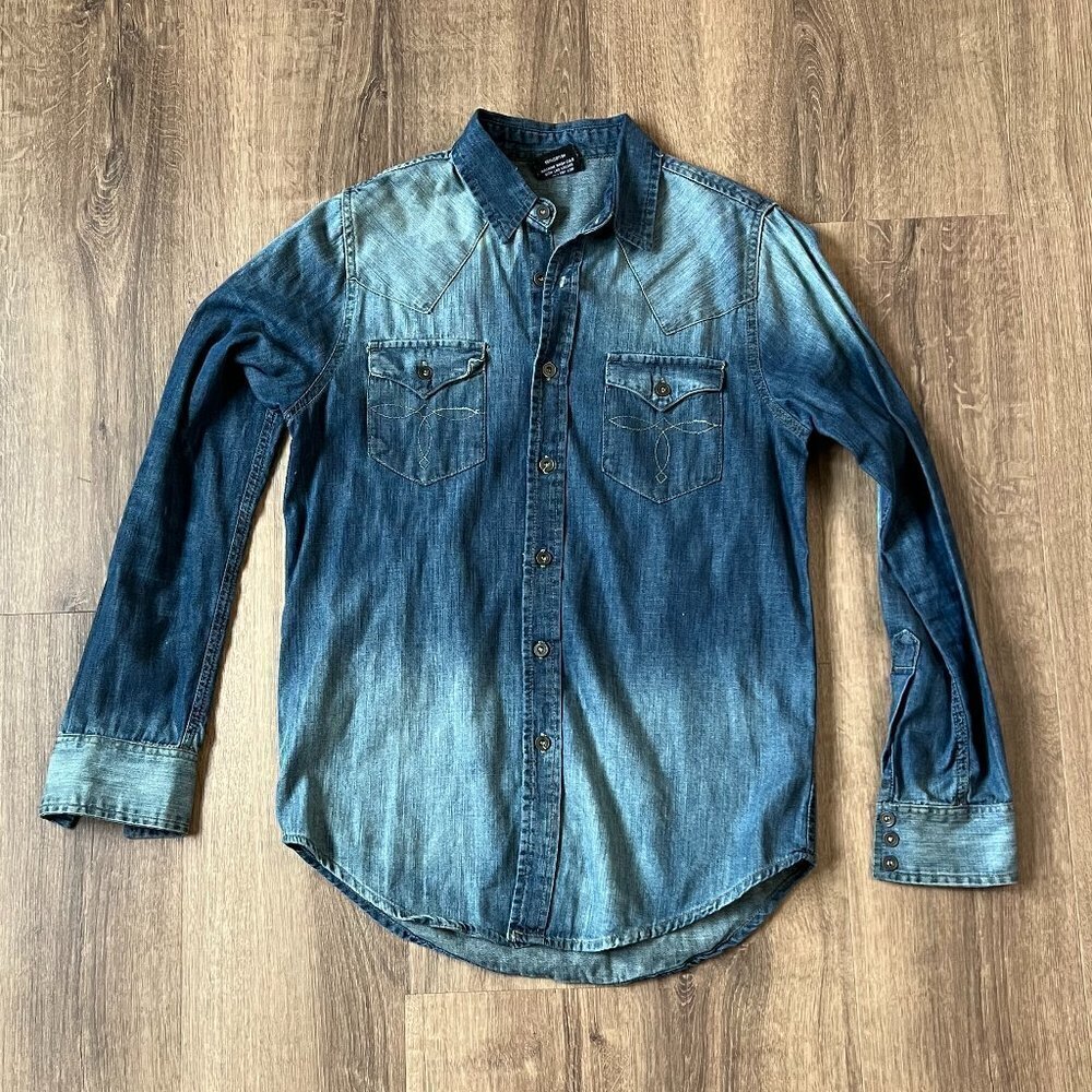 Broken Threads Denim Western Shirt Sz S - Picture 3 of 11